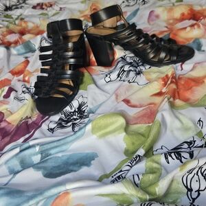 Vionic Black Strappy Block Heels